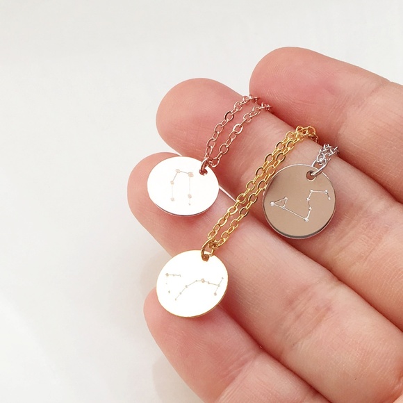 Aquarius Constellation Silvertone Micro Necklace - Picture 2 of 6